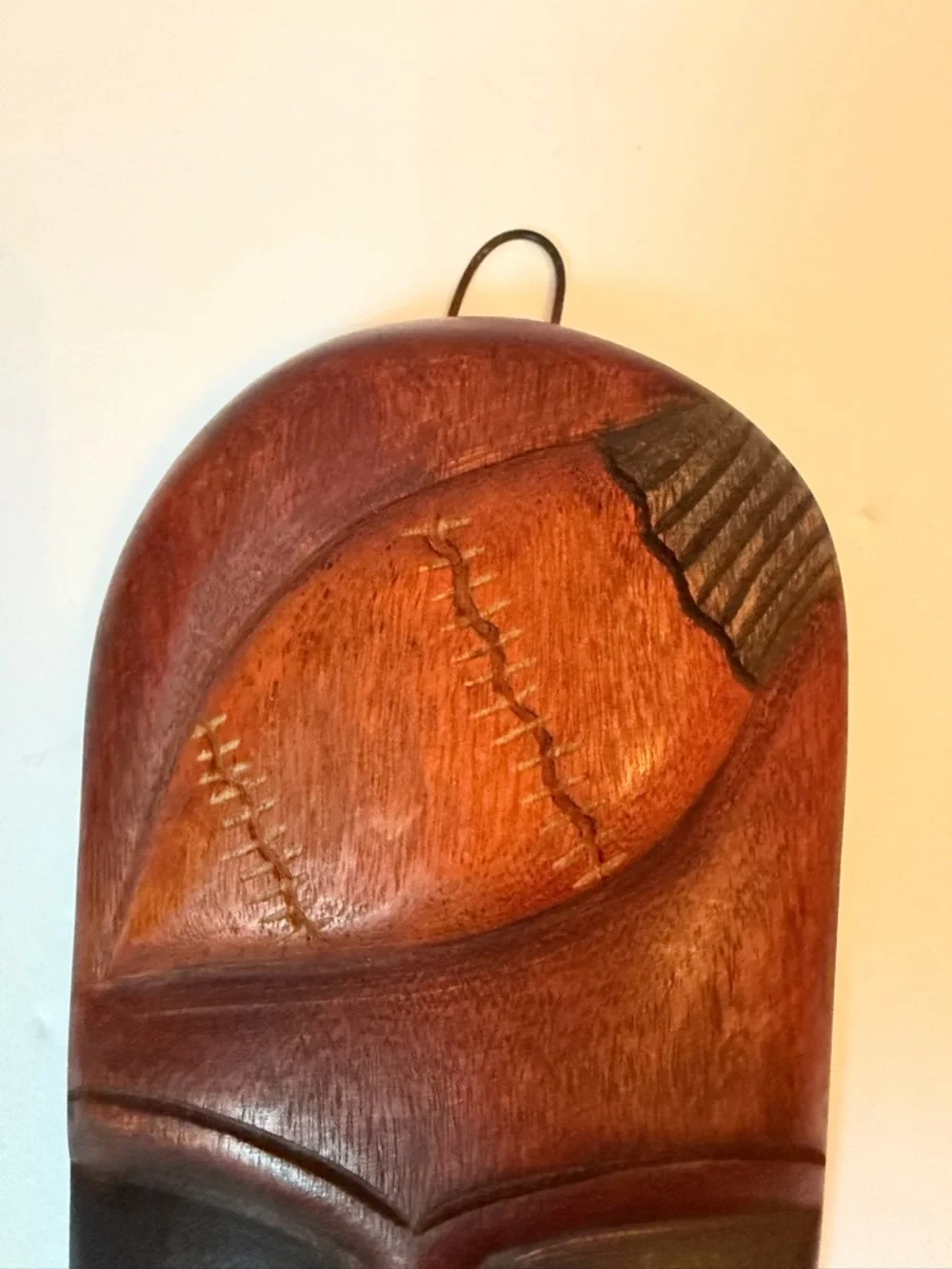 Vintage Hand Carved Wood African Mask Wall Art 11” Tribal Decor MCM